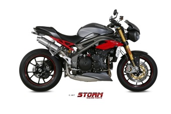 Storm By Mivv Dubbele GP RVS High Slip-On Einddemper Met E-keur TRIUMPH SPEED TRIPLE 2016 - 2017