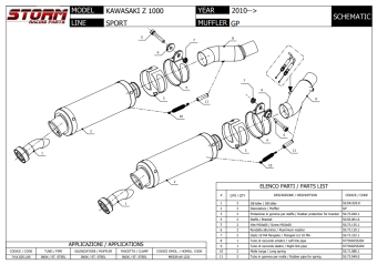 Storm By Mivv Dubbele GP RVS Black Slip-On Einddemper Met E-keur KAWASAKI Z 1000 2010 - 2013