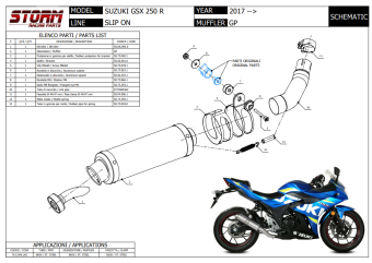 Storm By Mivv GP RVS Black Slip-On Einddemper Met E-keur SUZUKI GSX 250 R 2017 - 2020