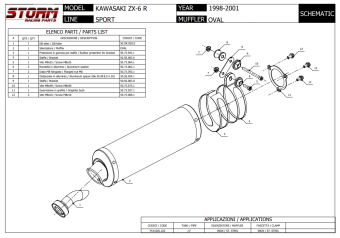 Storm By Mivv Oval RVS Black Slip-On Einddemper Met E-keur KAWASAKI ZX6R 1998 - 2001