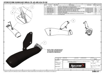 HP Corse Hydroform RVS Black Slip-on Einddemper met E-keur Kawasaki ZX-6R 636 2003 - 2004