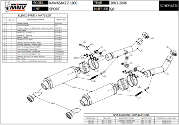 2x Mivv GP RVS Black Slip-on Einddempers (L+R) met E-keur Kawasaki Z 1000 2003 > 2006