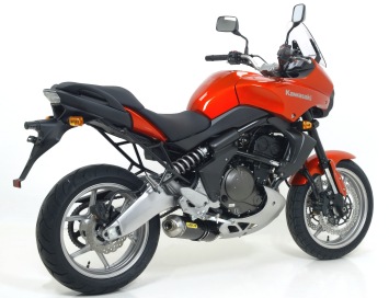 Arrow Maxi Race-Tech Aluminium Dark Steel Endcap Einddemper met E-keur Kawasaki Versys 650 2007 > 2014