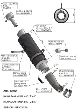 Leovince GP Corsa Carbon Einddemper zonder E-keur Kawasaki Ninja 500 / SE 2024 - 2025
