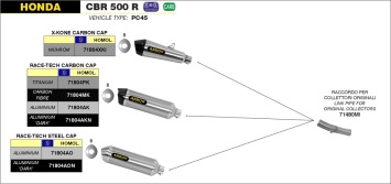 Arrow Race-Tech Aluminium Slip-on Einddemper met E-keur incl. Linkpipe 71480MI Honda CBR 500 R 2013 > 2018