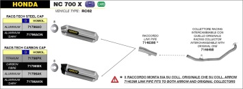 Arrow Race-Tech Aluminium Black Einddemper met E-keur incl.  Linkpipe Honda NC 700 X / S 2012 - 2014