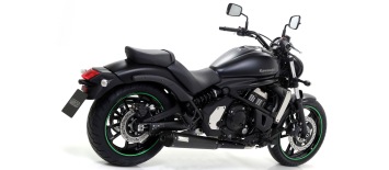 Arrow Rebel RVS Black met Aluminium Black Endcap Volledig Uitlaatsysteem met E-keur Kawasaki S650 Vulcan 2014 > 2016