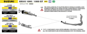 ARROW Slip-On X-KONE Einddemper Zwart met Carbon Endcap Suzuki GSX-S 1000 / 1000GT / 1000GX 2021–2024