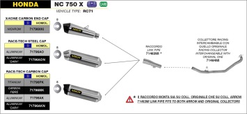 Arrow Race-Tech Aluminium Einddemper met E-keur incl.  Linkpipe Honda NC 750 S / X 2014 - 2020