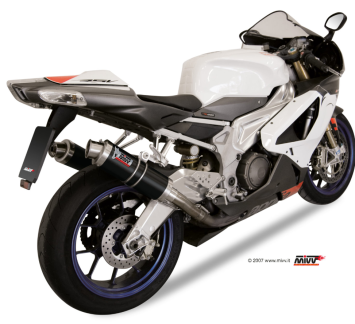 2x Mivv GP RVS Black Slip-on Einddempers met E-keur Aprilia RSV 1000 2004 > 2008
