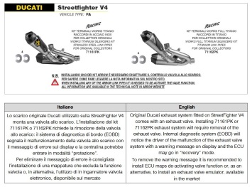 Arrow Titanium Works Dubbele Einddemper (L+R) incl. Titanium linkpipes zonder E-keur Ducati Panigale V4 2018 - 2024