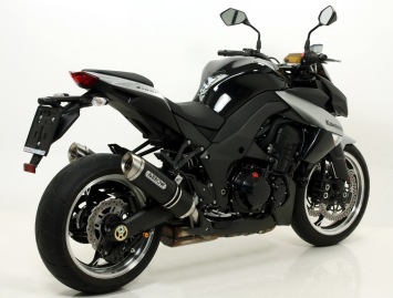 2x Arrow Thunder Aluminium Dark Steel Endcap Einddempers met E-keur Kawasaki Z1000 2010 > 2013