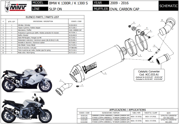 Mivv Oval Carbon met Carbon Cap Slip-on Einddemper met E-keur BMW K 1300 R / S 2009 > 2016