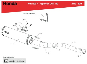 BOS Oval 120 Black Edition Einddemper met E-keur Honda VFR 1200 F 2010 > 2016