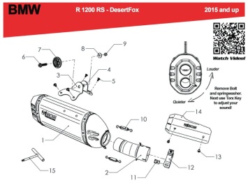 BOS Desert Fox RVS Matt Einddemper met E-keur BMW R 1200 RS 2015 > 2016