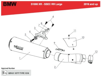 BOS SSEC RR Carbon Steel Einddemper met E-keur BMW S 1000 XR 2015 - 2019