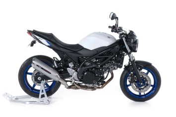 BOS Street Fox Matt RVS Einddemper met E-Keur incl. Color Bars Kit Suzuki SV 650 2016 > 2020