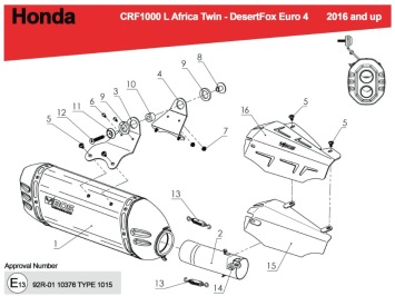 BOS Desert Fox Carbon Steel Einddemper met E-keur Honda CRF 1000 Africa Twin (SD04) 2015 - 2017