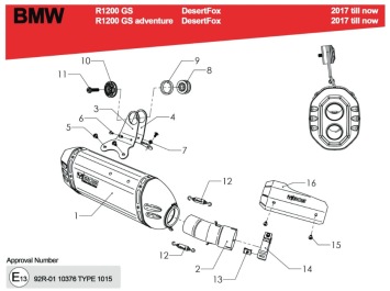 BOS Desertfox Black Edition Einddemper met Euro4 keuring BMW R 1200 GS / Adventure 2017 - 2020