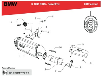 BOS Desert Fox RVS Matt Einddemper met Euro4 Keuring BMW R 1200 RS 2017- 2018