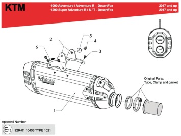BOS Desert Fox Carbon Steel Einddemper met E-keur KTM 1290 Super Adventure R / S / T 2017 > 2020