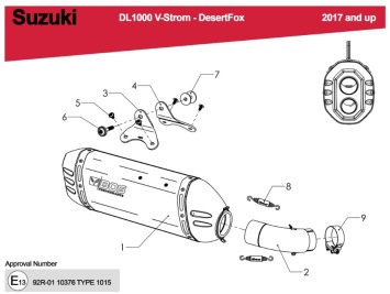 BOS Desert Fox Black Edition Einddemper met E-keur Suzuki DL 1000 V-Strom 2017 > 2020