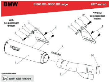 BOS SSEC RR Carbon Steel Einddemper met E-keur BMW S 1000 RR 2017 - 2018