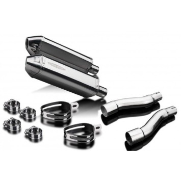 Delkevic slip-on kit Tri-Oval RVS 320mm zonder e-keur - GPZ500S EX500C(1987-2007)