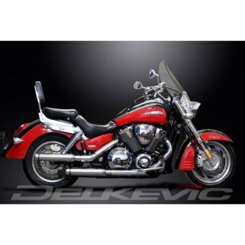 Delkevic slip-on kit Round RVS 410mm zonder e-keur - VTX1800F (2004-2008)