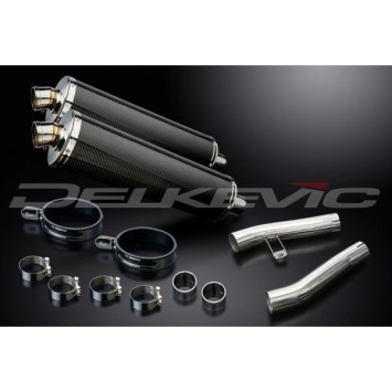 Delkevic slip-on kit Oval Carbon 450mm zonder e-keur - ZZR1200 (2002-2005)