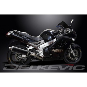 Delkevic slip-on kit Oval Carbon 450mm zonder e-keur - ZZR1200 (2002-2005)