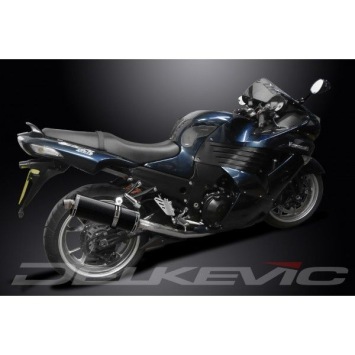 Delkevic slip-on kit Oval Carbon 350mm zonder e-keur - ZZR1400/ZX14 (2006-2007)