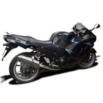 Delkevic slip-on kit Tri-Oval RVS 320mm zonder e-keur - ZZR1400/ZX14 (2006-2007)