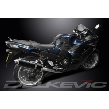 Delkevic slip-on kit Oval Carbon 450mm zonder e-keur - ZZR1400/ZX14 (2006-2007)