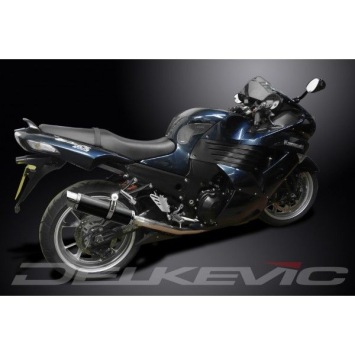 Delkevic slip-on kit Round Carbon 350mm zonder e-keur - ZZR1400/ZX14 (2006-2007)