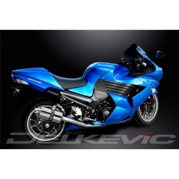 Delkevic slip-on kit Oval RVS 225mm zonder e-keur - ZZR1400/ZX14 (2008-2011)