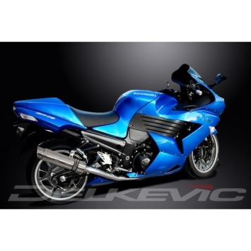 Delkevic slip-on kit Round RVS 350mm zonder e-keur - ZZR1400/ZX14 (2008-2011)
