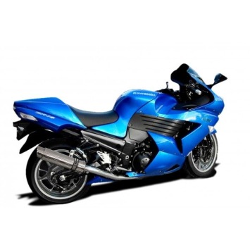 Delkevic slip-on kit Round RVS 350mm zonder e-keur - ZZR1400/ZX14 (2008-2011)