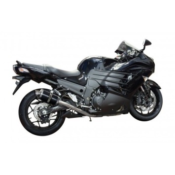 Delkevic slip-on kit Oval Carbon 225mm zonder e-keur - ZZR1400 (2012-2020)