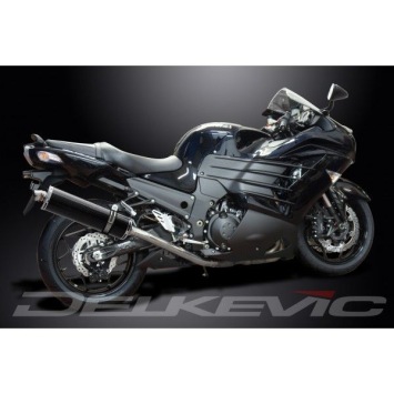 Delkevic slip-on kit Oval Carbon 450mm zonder e-keur - ZZR1400 (2012-2020)