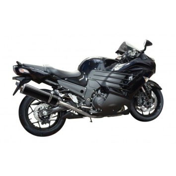 Delkevic slip-on kit Oval Carbon 450mm zonder e-keur - ZZR1400 (2012-2020)