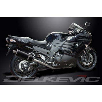 Delkevic slip-on kit Oval Carbon 350mm zonder e-keur - ZZR1400 (2012-2020)