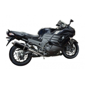 Delkevic slip-on kit Oval Carbon 350mm zonder e-keur - ZZR1400 (2012-2020)