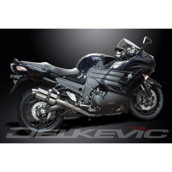 Delkevic slip-on kit Oval RVS 225mm zonder e-keur - ZZR1400 (2012-2020)