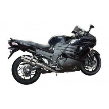 Delkevic slip-on kit Oval RVS 225mm zonder e-keur - ZZR1400 (2012-2020)