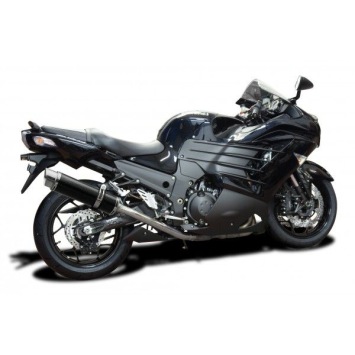 Delkevic slip-on kit Round Carbon 350mm zonder e-keur - ZZR1400 (2012-2020)