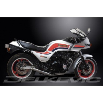 Delkevic volledig systeem Short Straight RVS 350mm zonder e-keur - GPZ1100 Uni-Trak ZX1100A (1983-1985)