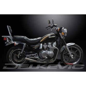 Delkevic volledig systeem Short Straight RVS 350mm zonder e-keur - KZ750F 750LTD (1983)