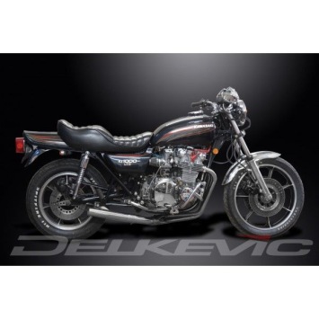 Delkevic volledig systeem Short Straight RVS 350mm zonder e-keur - KZ1000LTD (KZ1000B1-B2) (1977-1978)