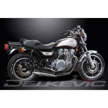 Delkevic volledig systeem Short Straight RVS 350mm zonder e-keur - KZ1000LTD (KZ1000B3-B4) (1979-1980)